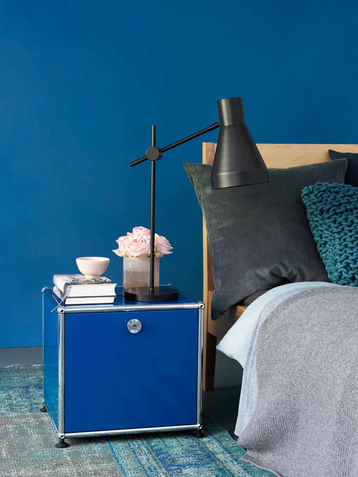blue USM Haller modular bedroom furniture