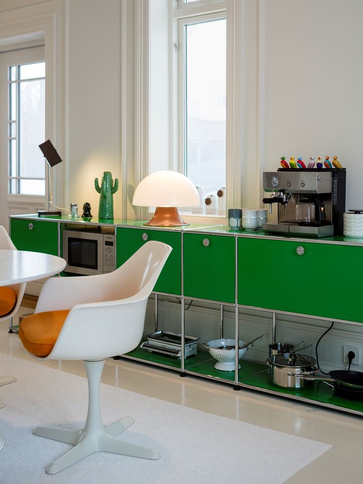 designer kitchen cabinet in green finish