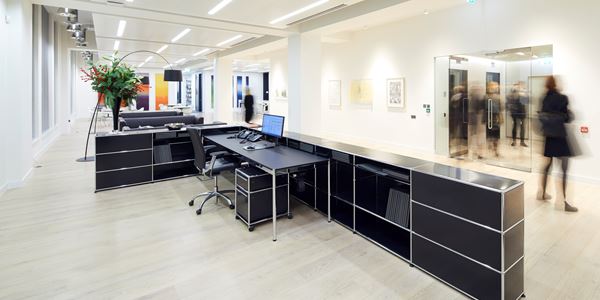Reception Areas Office Usm Modular, How Much Space Do You Need Behind A Reception Desk